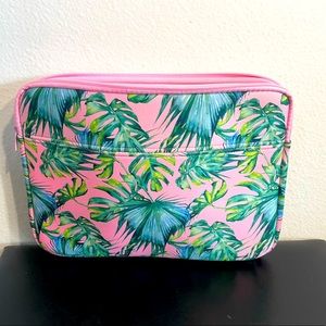 14 in Pink Laptop Sleeve Palm Trees padded interior light pin Faux Fur interior.